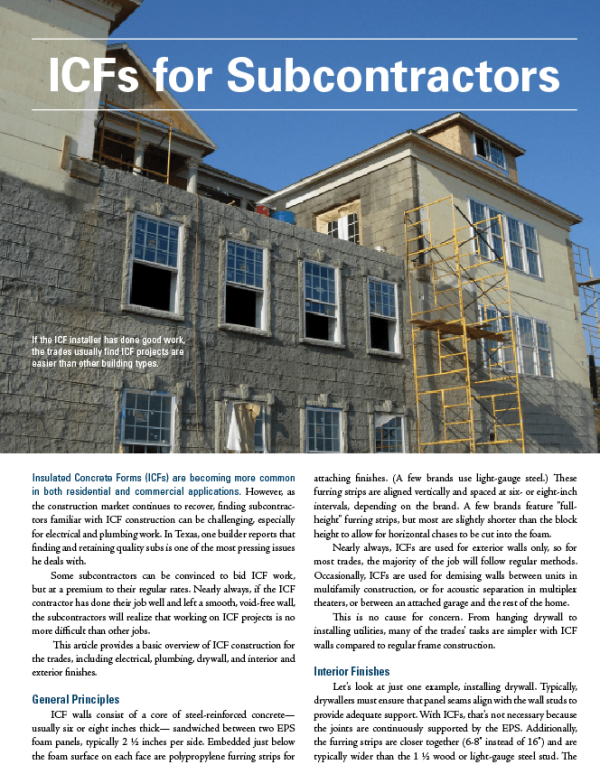 ICFs for Subcontractors