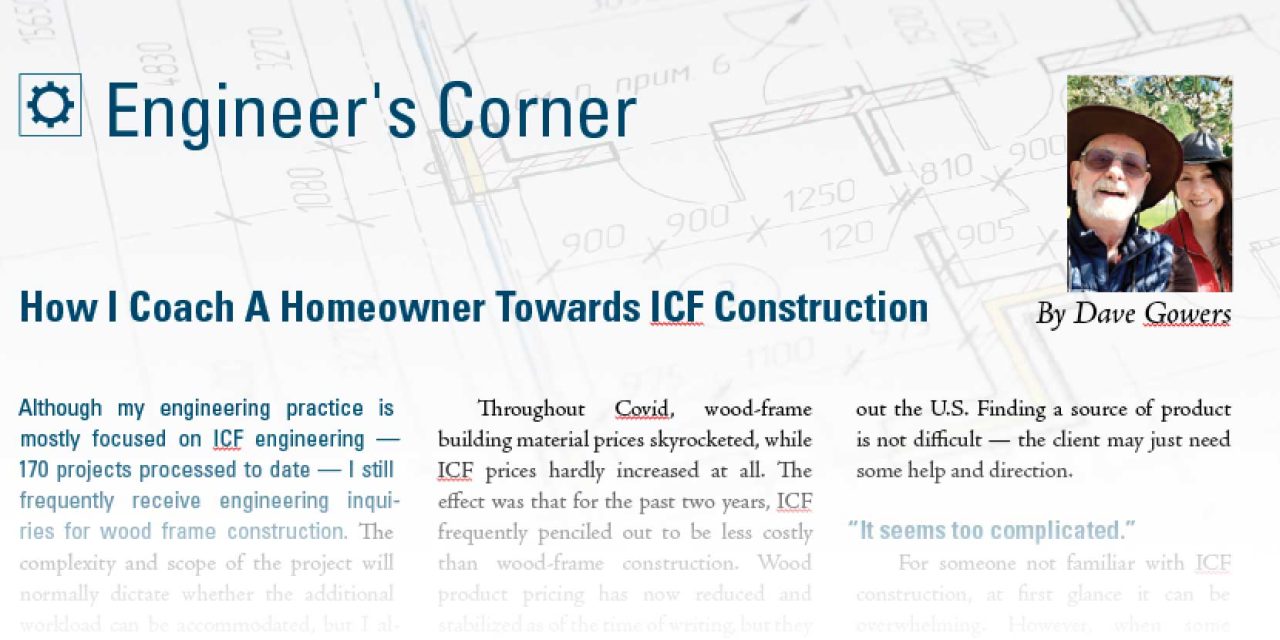 Engineer’s Corner: How I Coach A Homeowner Towards ICF Construction