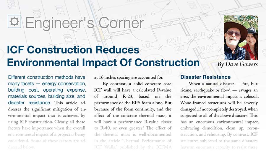 Engineer’s Corner: ICF Construction Reduces  Environmental Impact Of Construction